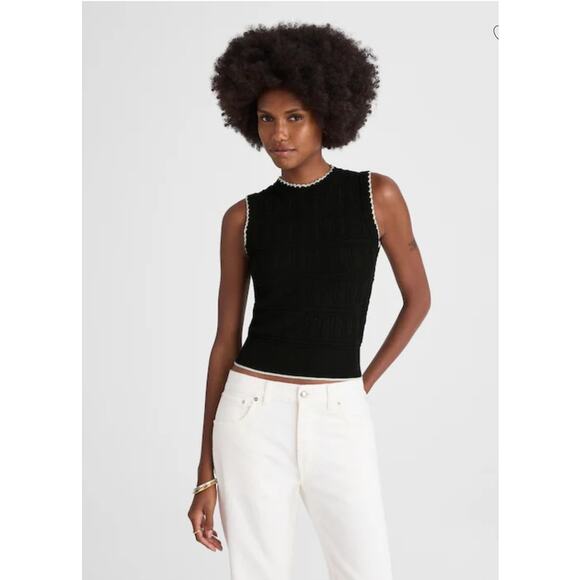 Madewell Tops - NWT Madewell Mixed-Stitch Sleeveless Sweater Classic Black/White XL